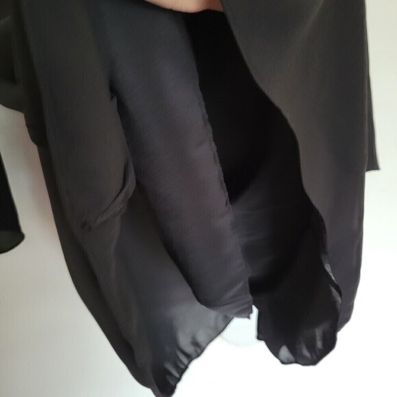 Cinq a Sept Black Cecil Knotted Crepe Flare Long Sleeve Mini Dress Size 2 - Picture 9 of 16